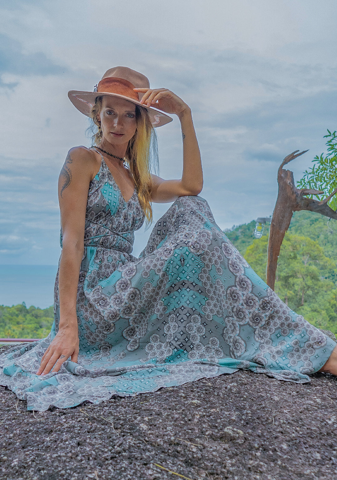 Triangle Long Dress / Bamboo - NINTENDO SKY